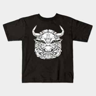 Bull - Trendy Line-Art Cattle Cool Cow Kids T-Shirt